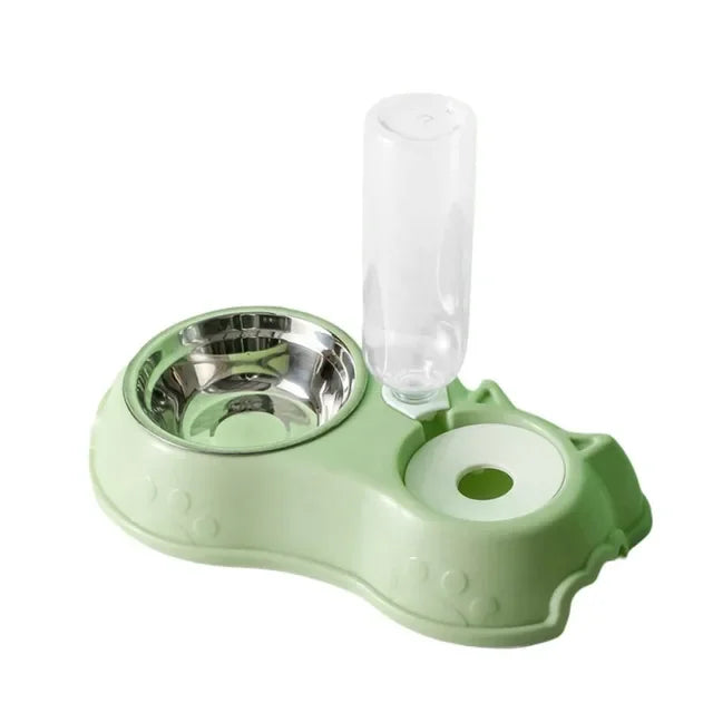 3-in-1 Stainless Steel Pet Feeder - Dog & Cat Food and Water Bowl