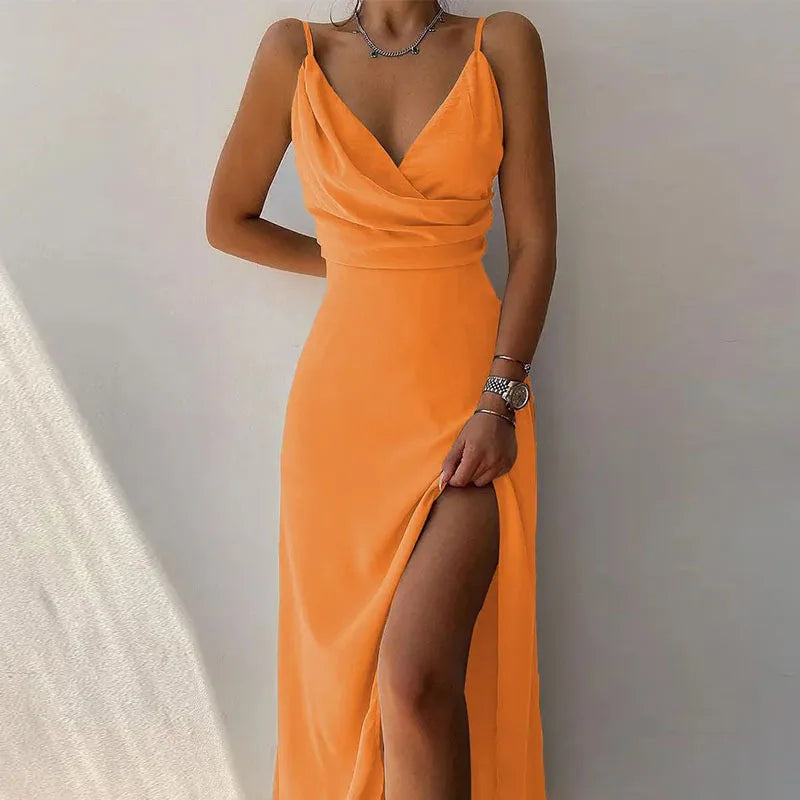 Women's Summer Sleeveless V-Neck Slit Dress