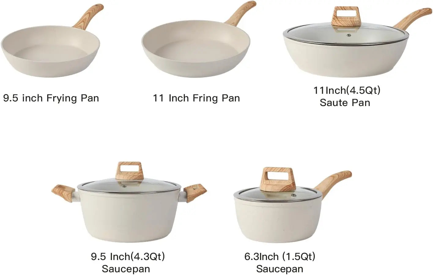 16pc Non-Stick Cookware Set | White Kitchen Set