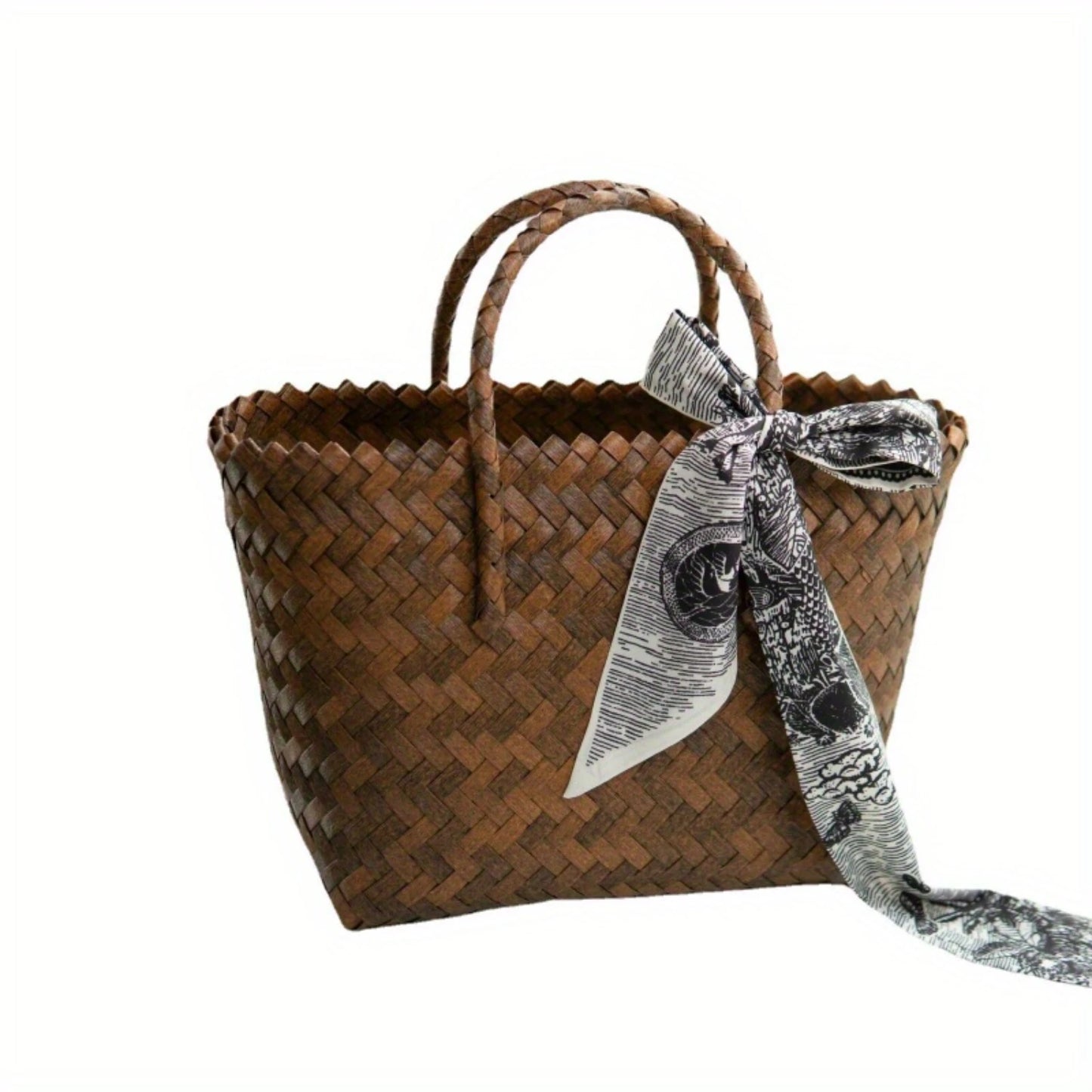 Imitation Rattan Woven Tote Bag - Women’s Beach & Travel Bag