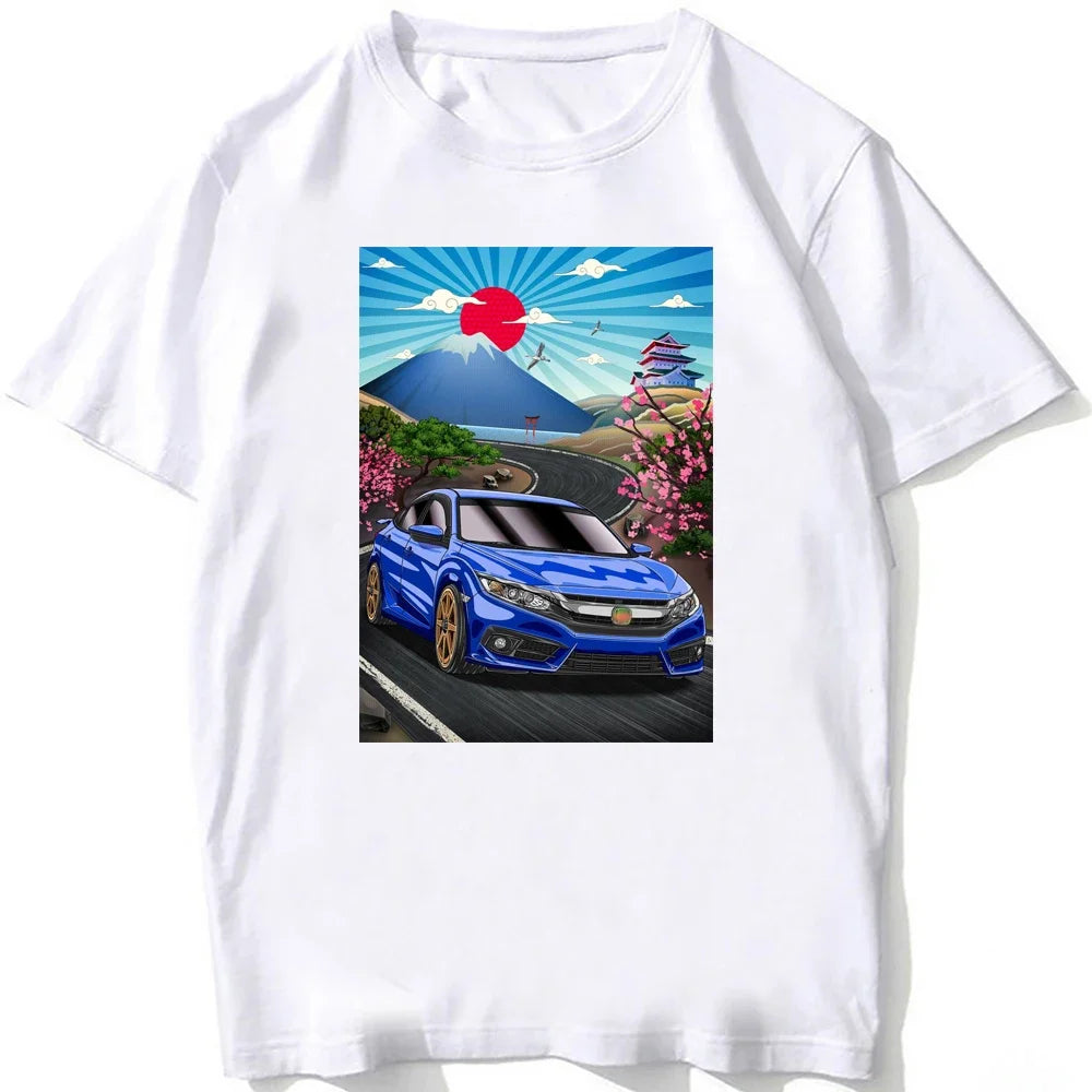 Civic in Cyberpunk City T-Shirt - Harajuku Type R Design