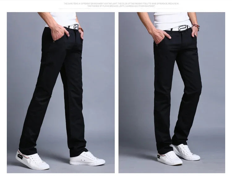 New Spring Casual Pants - Men's Straight Fit Stretch Chino Trousers