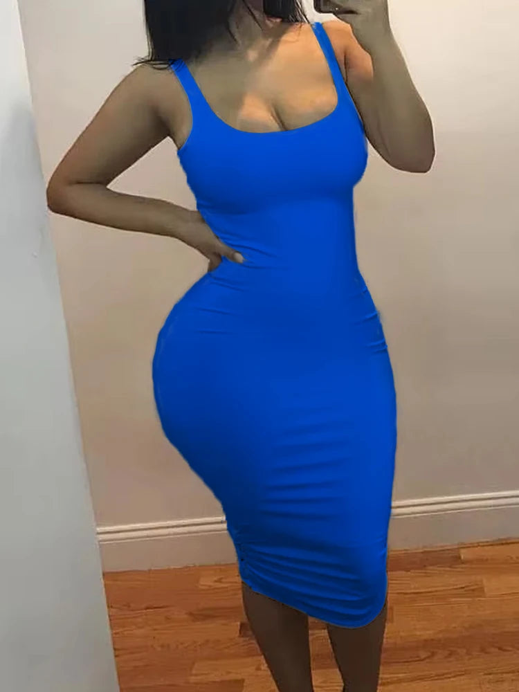 Sexy Tank Top Mini Dress - Plus Size Solid Color Sleeveless Style