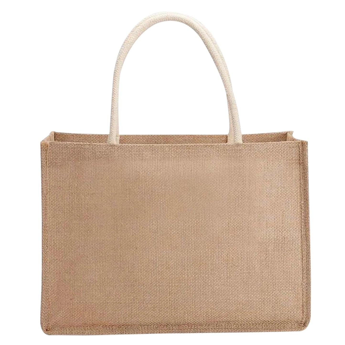 Fashion Burlap Tote Bag - Vintage Jute Beach Shopping Handbag