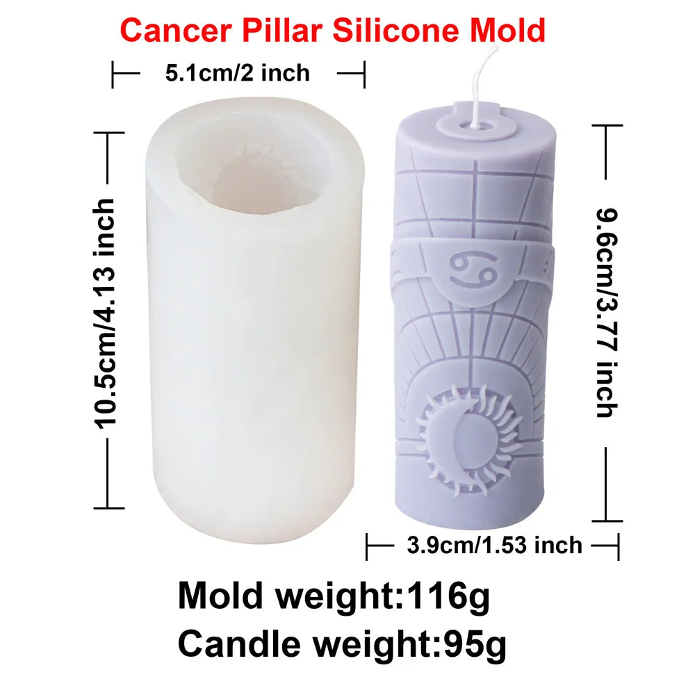 Zodiac Pillar Candle Molds - DIY Constellation Silicone Mold
