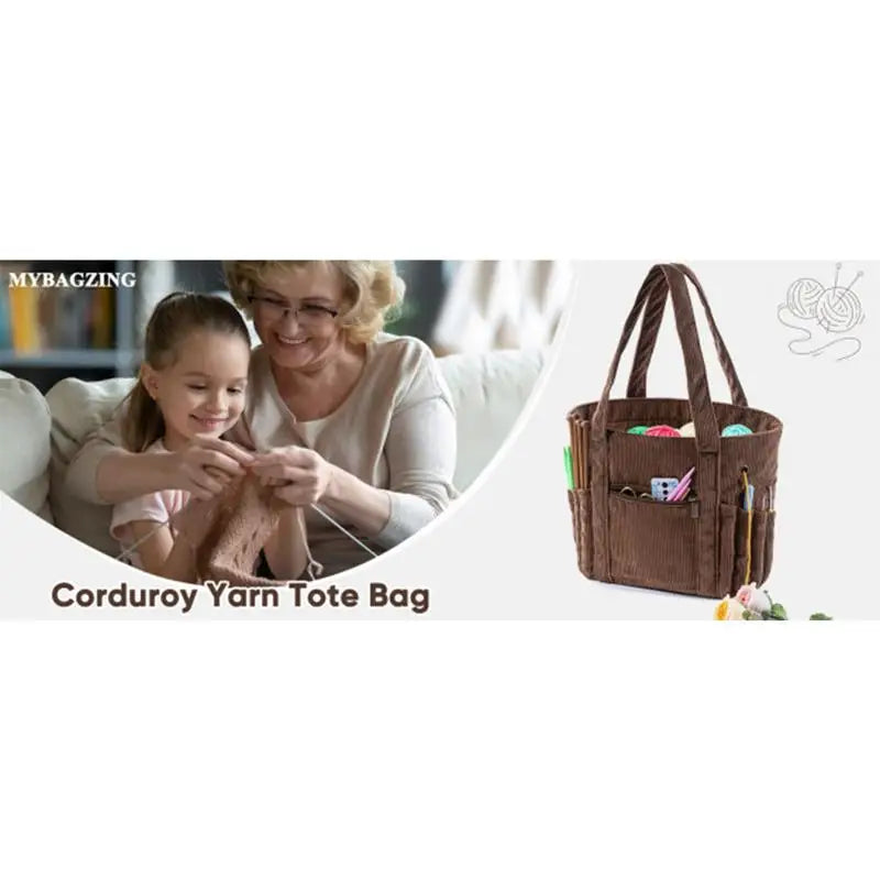Crochet Yarn Bag - Large Capacity Corduroy Yarn Holder
