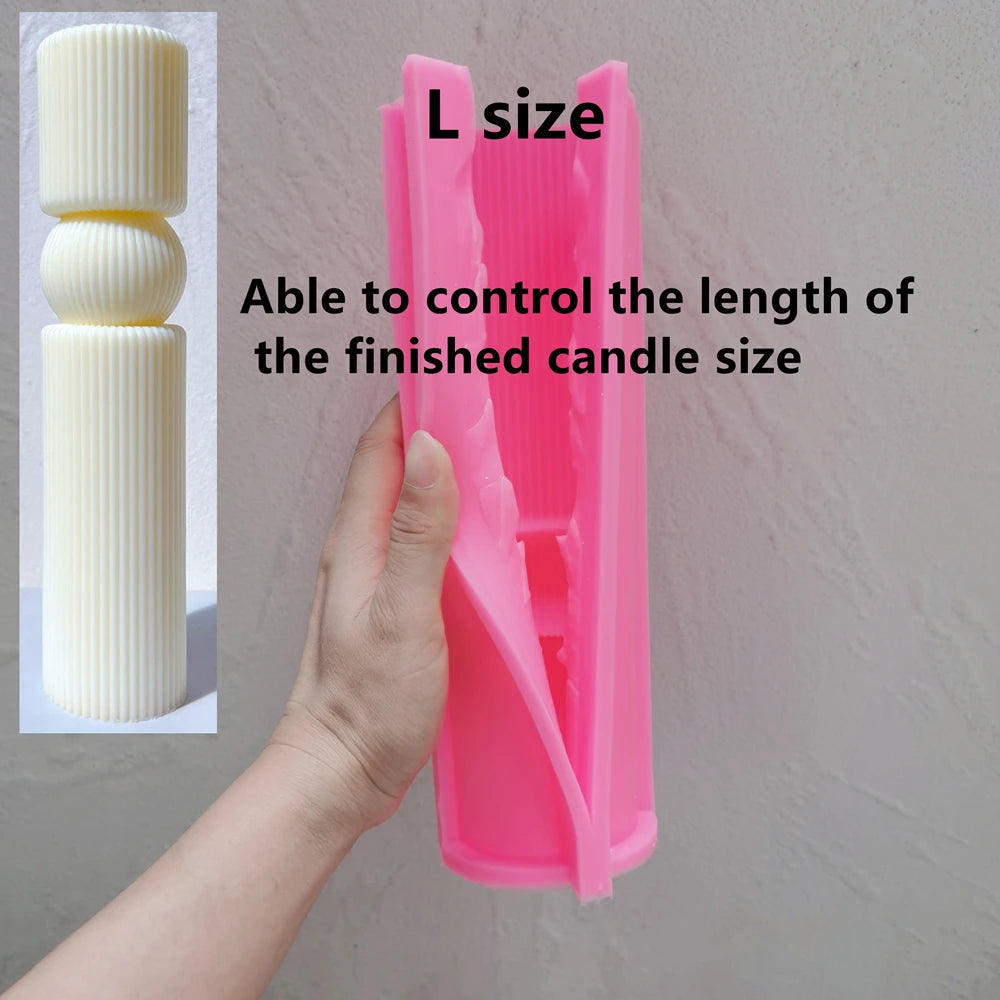 6 Designs Ribbed Pillar Candle Mold - Geometric Silicone Mold