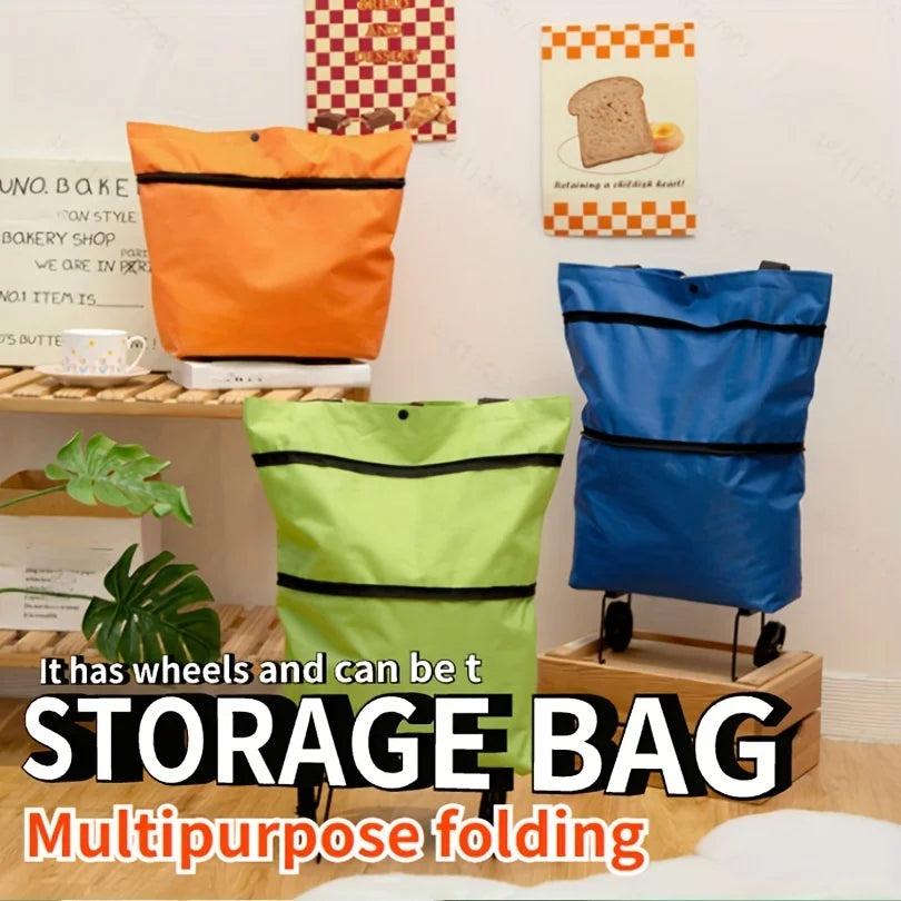 Portable Shopping Bag - Foldable Trolley with Wheels