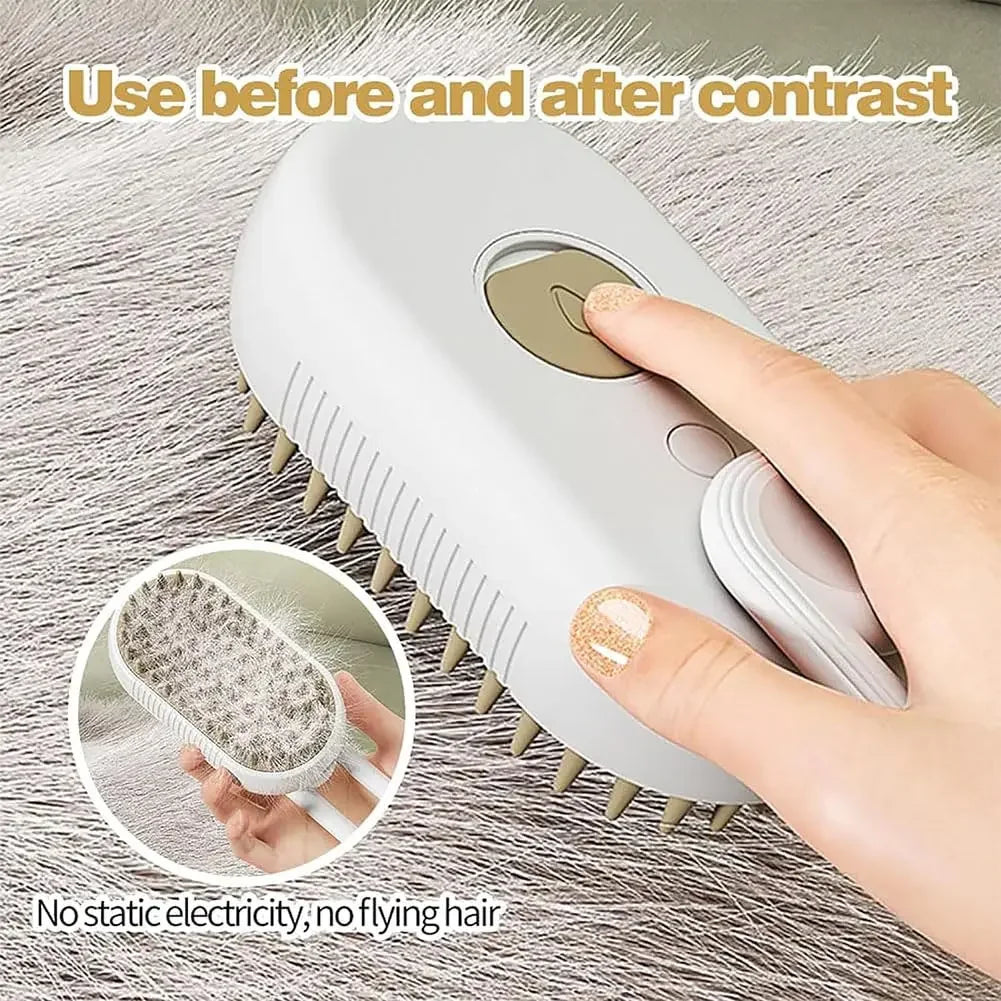 3-in-1 Pet Spray Brush – Steam, Massage & Hair Removal Comb