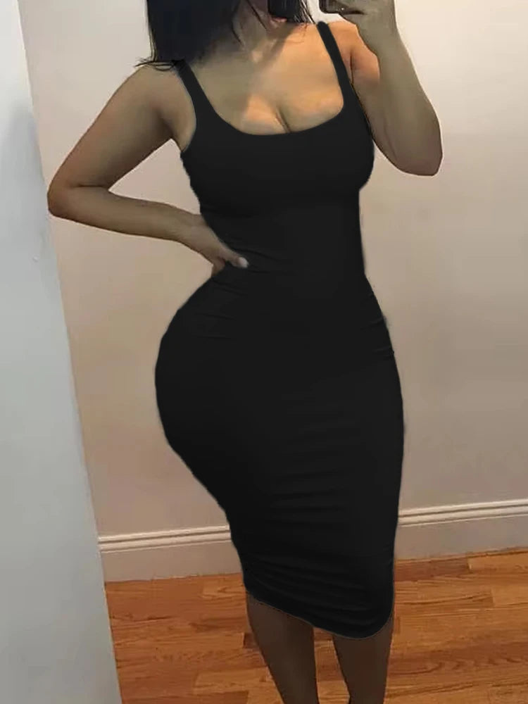 Sexy Tank Top Mini Dress - Plus Size Solid Color Sleeveless Style