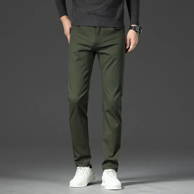 New Spring Casual Pants - Men's Straight Fit Stretch Chino Trousers