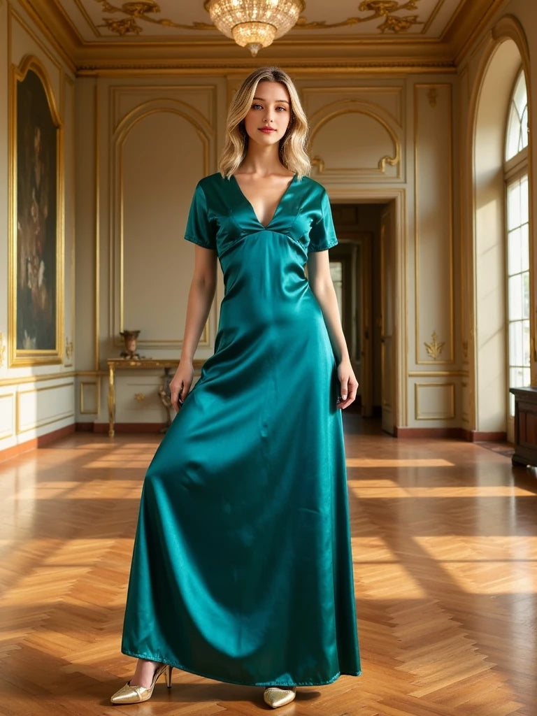 Sexy Green Halter Split Long Dress - Party & Evening Gown