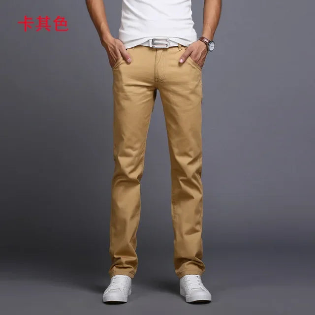 New Spring Casual Pants - Men's Straight Fit Stretch Chino Trousers
