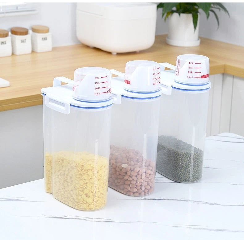 Rice Storage Canister with Measuring Cup | Moisture & Insect Proof
