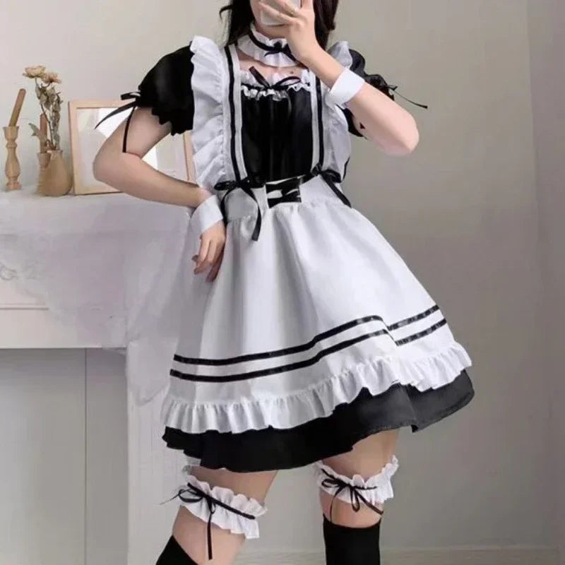 Black Pink Lolita Maid Costume - Cute Girls Women Cosplay Outfit