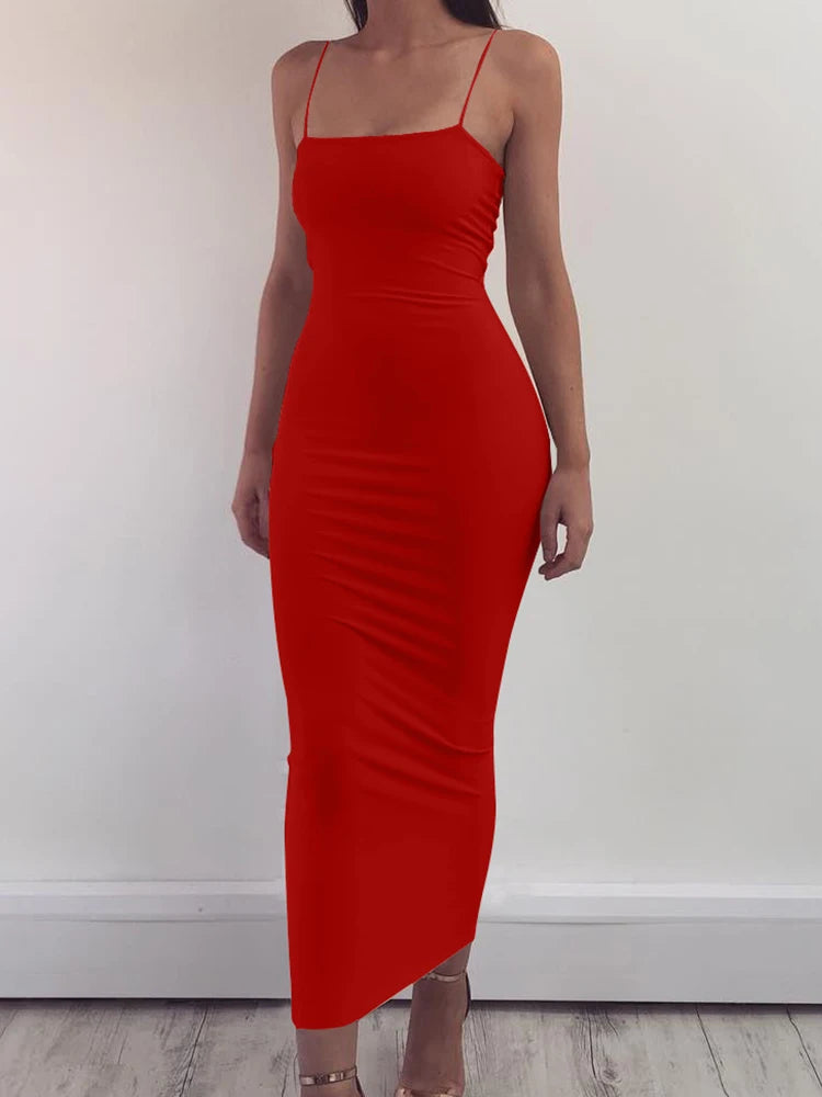 Spring Summer Women's High Elastic Backless Dress