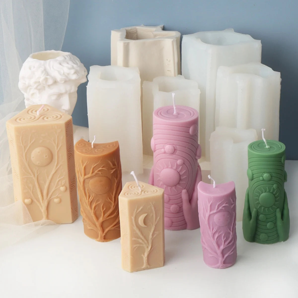 3D Moon Phase Candle Mold - Zodiac Pillar Candle Making Tool