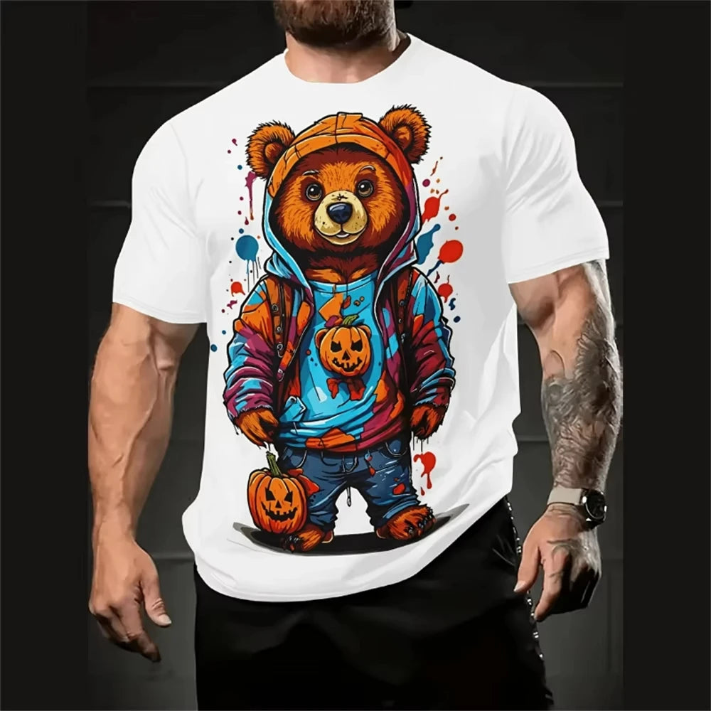 Funny Cartoon Men's T-Shirt - 3D Print Short Sleeve Summer Oversized Tee