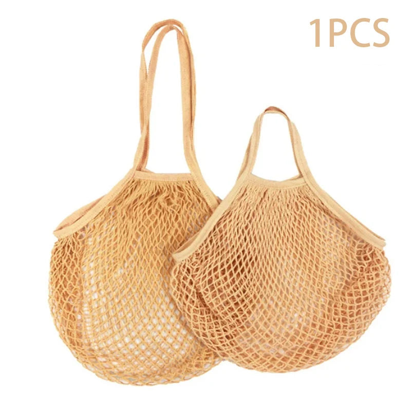 Portable Reusable Grocery Bags - Cotton Mesh String Shopping Tote