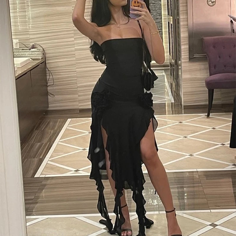Sexy Tassel Fairy Dress - Aesthetic Tube Top Irregular Midi Dress