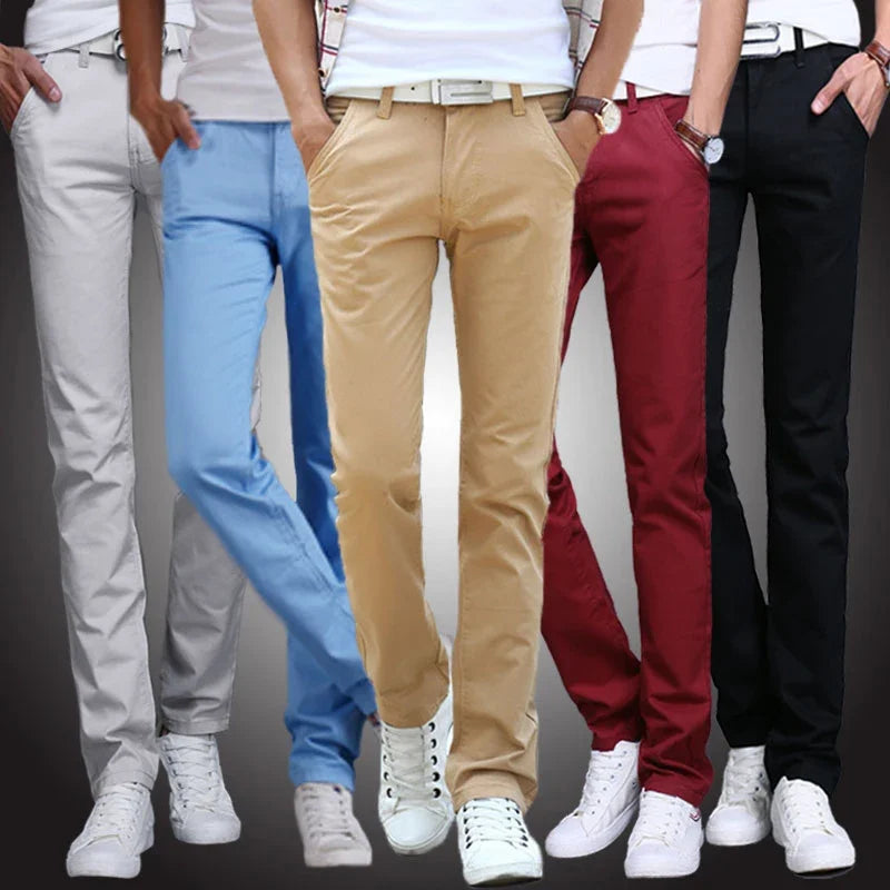 New Spring Casual Pants - Men's Straight Fit Stretch Chino Trousers