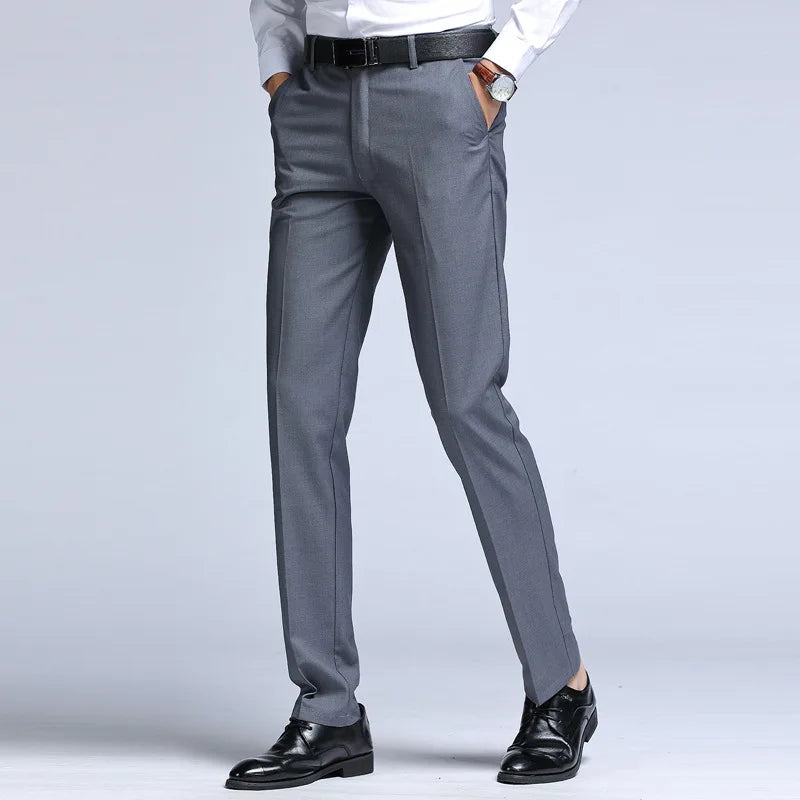 Men's Straight Slim Suit Pants - Formal Trousers