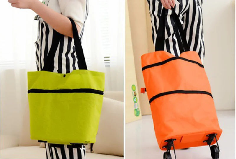 Portable Grocery Tug Bag with Wheels & PVC Tote