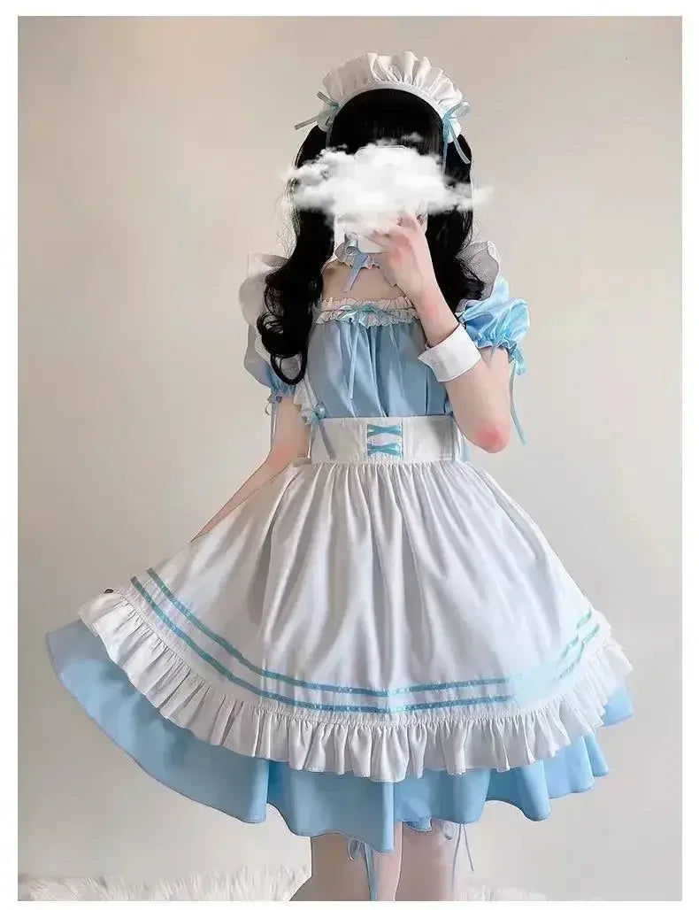 Black Pink Lolita Maid Costume - Cute Girls Women Cosplay Outfit
