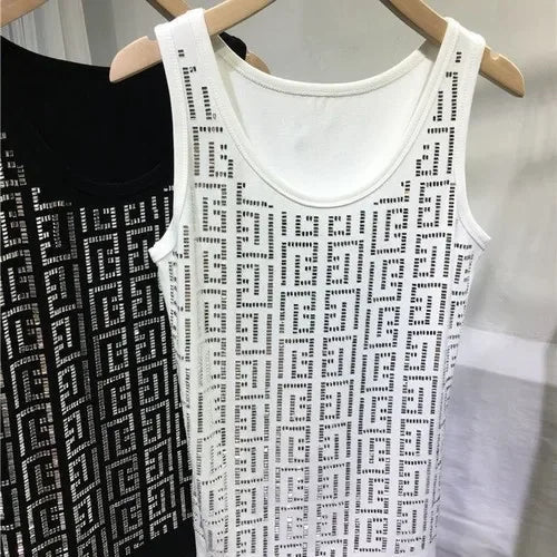 Diamonds Oversized Camisole - Ladies O-Neck Sleeveless Top
