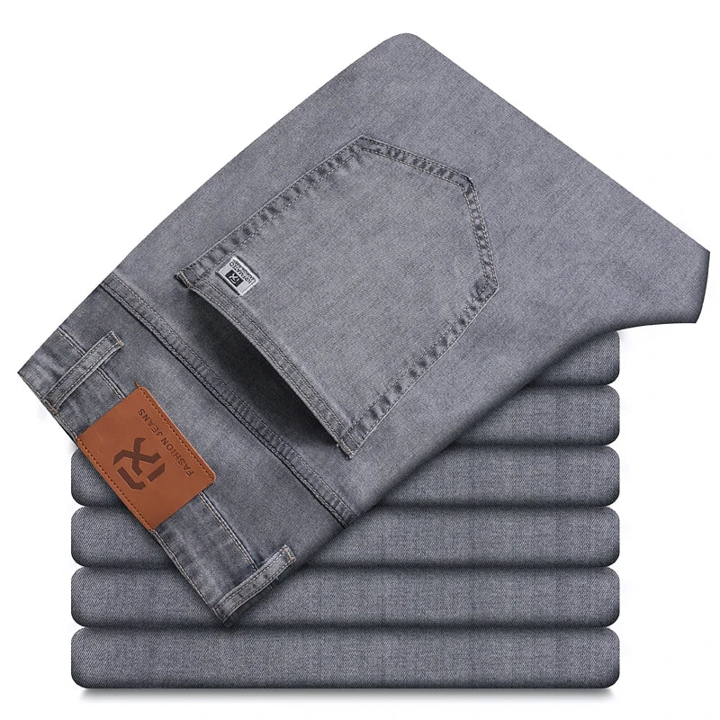 Men's Stretch Jeans - Slim Fit Denim Trousers in Blue