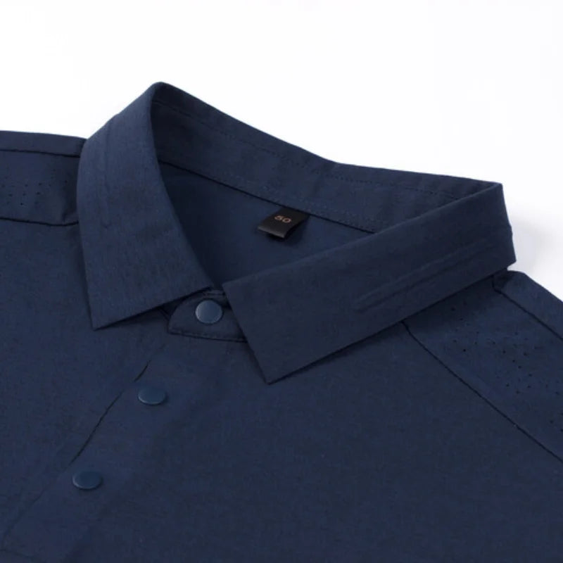 Men's Hollowed-out Polo Shirt - Breathable Slim Fit for Summer