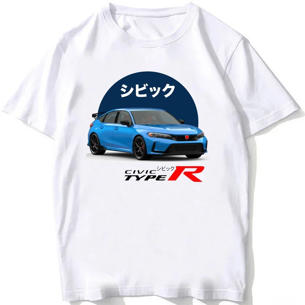 Harajuku Type R Civic EG T-Shirt - Men's Hip Hop Casual White Tee