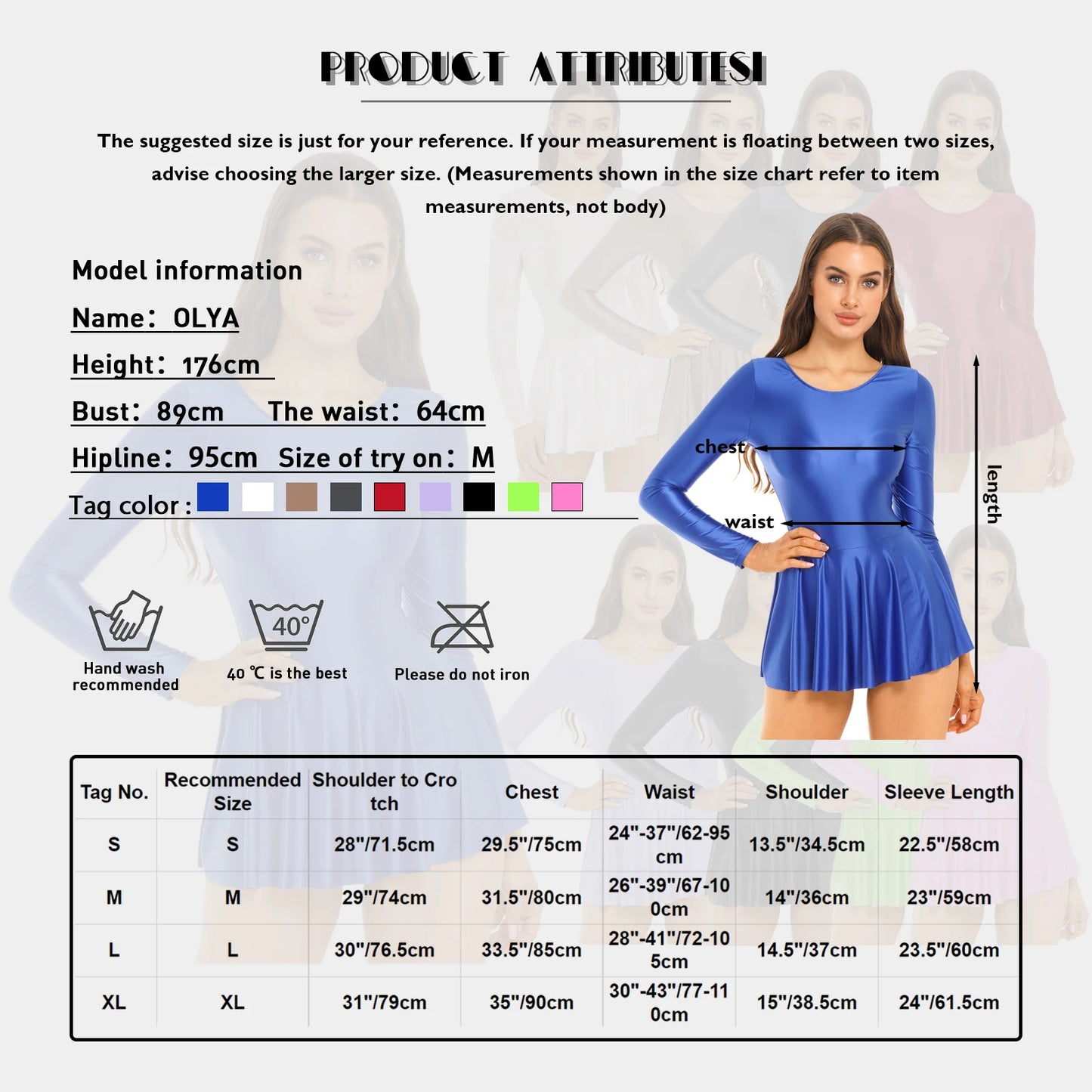 Women's Solid Color Long Sleeve Ruffled Dress - Round Neck