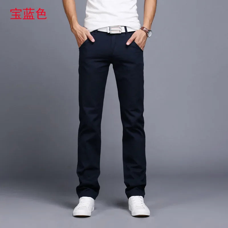 New Spring Casual Pants - Men's Straight Fit Stretch Chino Trousers