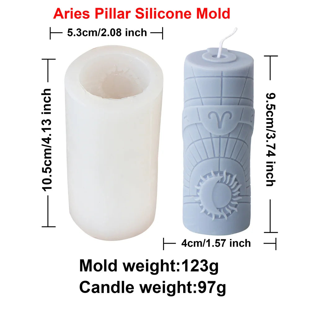 Zodiac Pillar Candle Molds - DIY Constellation Silicone Mold
