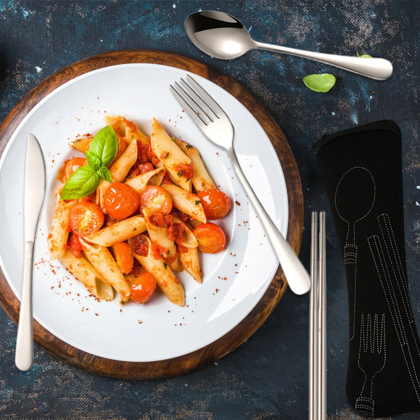 Portable Stainless Steel Flatware Set Lunch Cutlery Set With Case Stainless Steel Reusable Cutlery Kit For Lunch Box Workplace