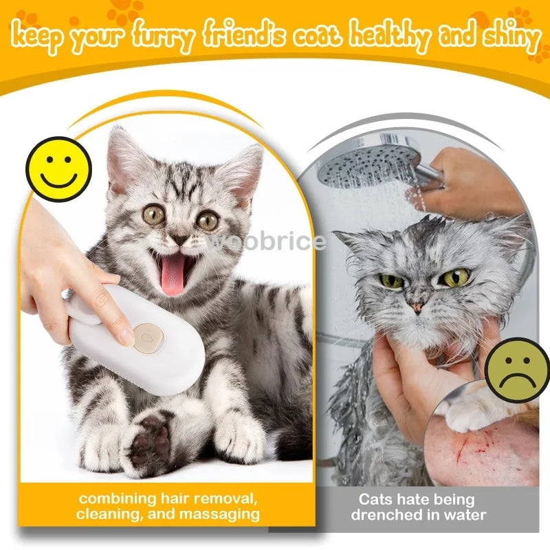 3-in-1 Steamy Dog Brush – Electric Spray for Pet Grooming