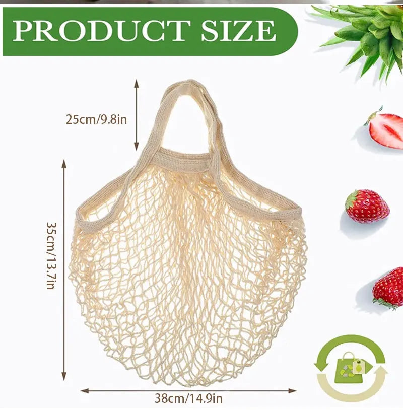 Portable Reusable Grocery Bags - Cotton Mesh String Shopping Tote