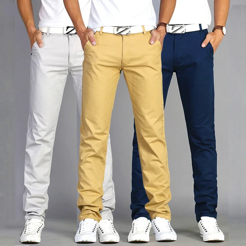 New Spring Casual Pants - Men's Straight Fit Stretch Chino Trousers