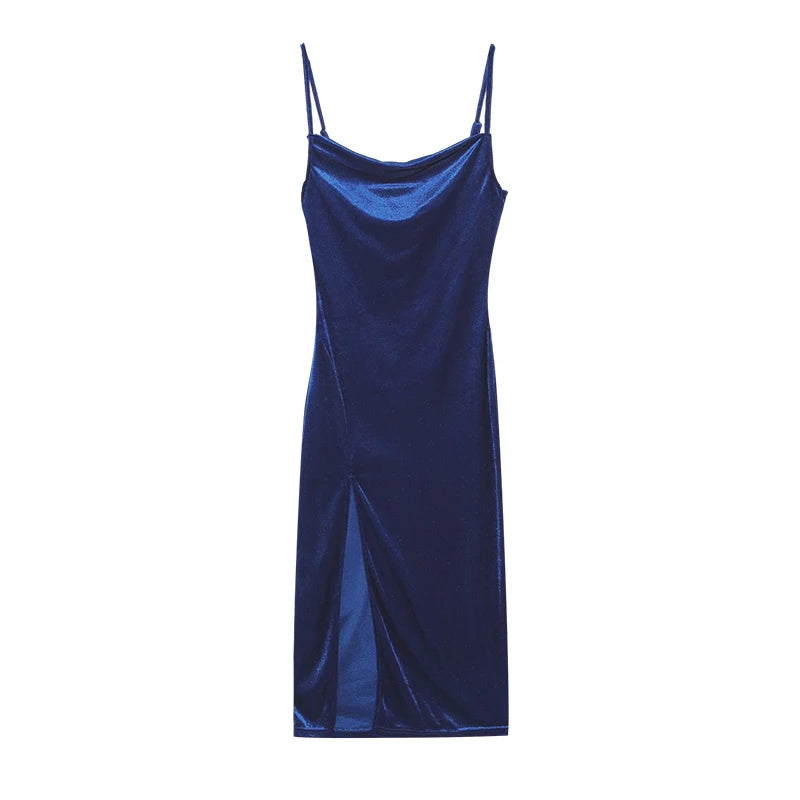 Women's Spring Summer Sexy Slim Slit Halter Dress