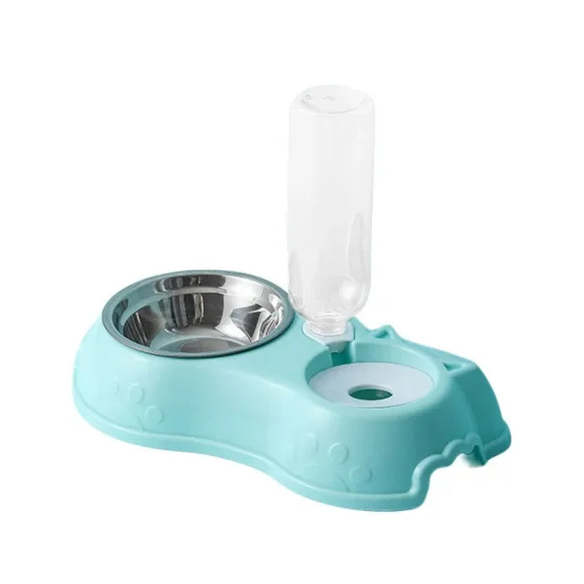 3-in-1 Stainless Steel Pet Feeder - Dog & Cat Food and Water Bowl