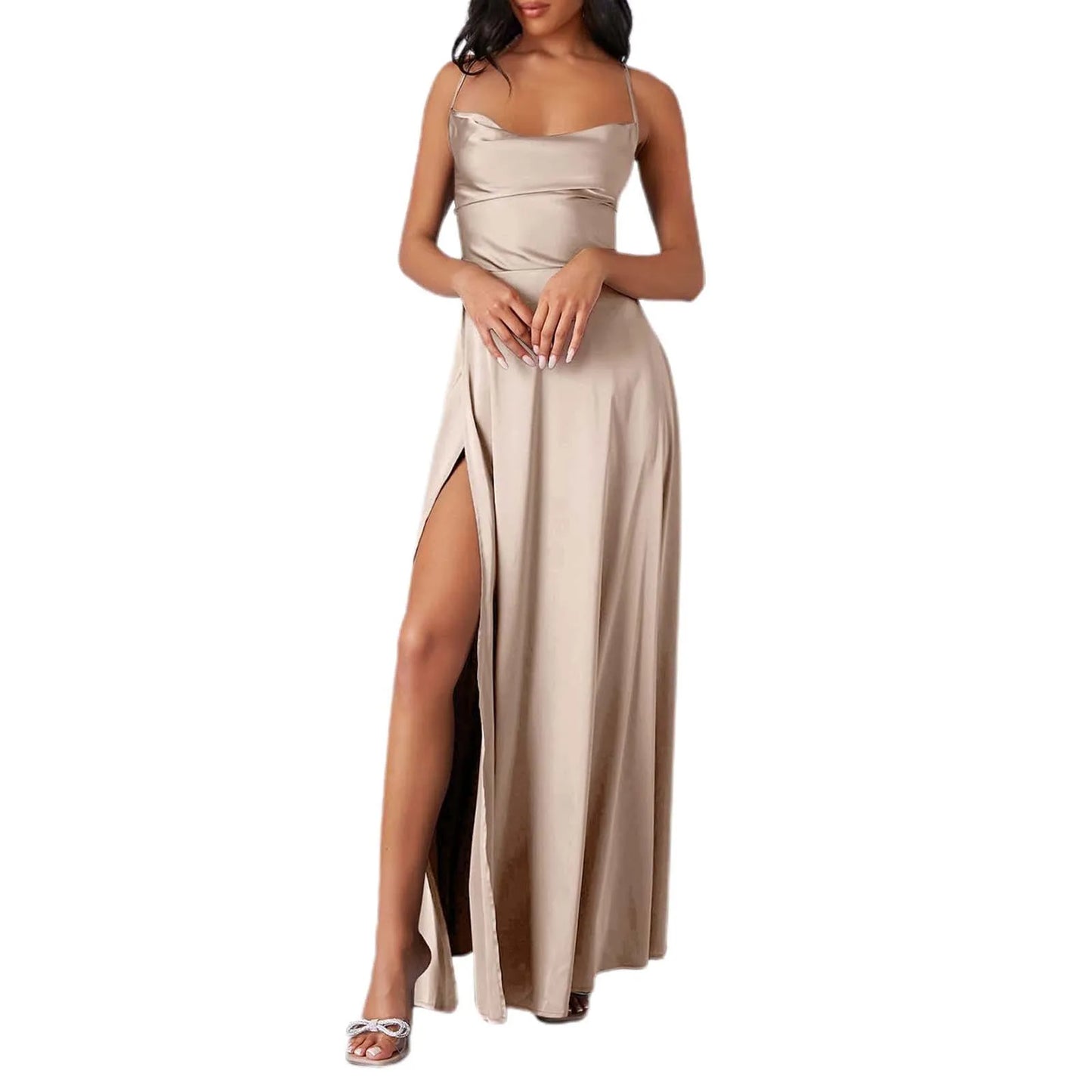 Chiffon Train Women Dress - Summer Tank Top Sleeveless Long Dress