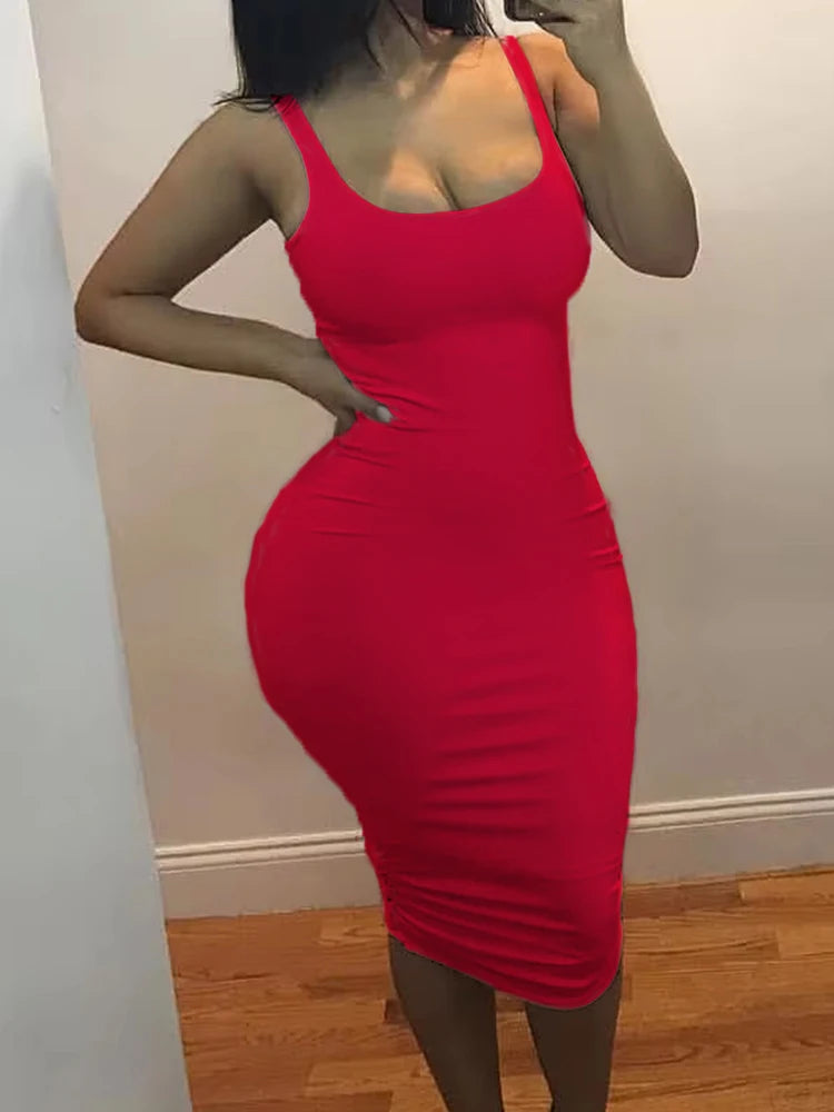 Sexy Tank Top Mini Dress - Plus Size Solid Color Sleeveless Style