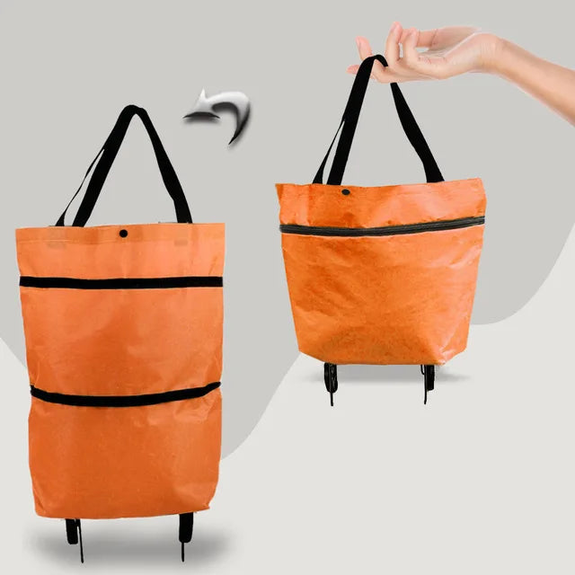 Portable Grocery Tug Bag with Wheels & PVC Tote