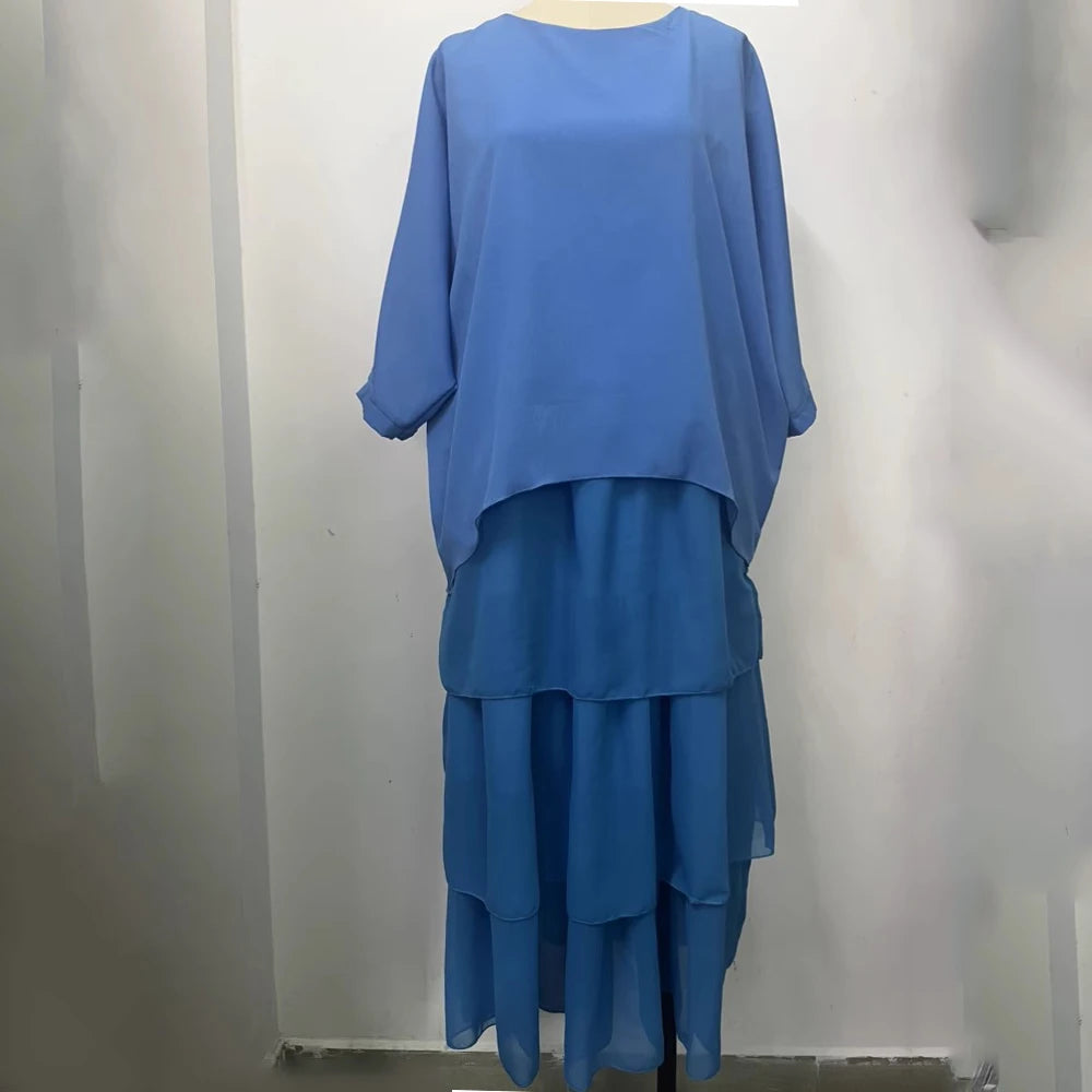 Women's Elegant Bat Sleeve Long Dress - Plus Size Robe