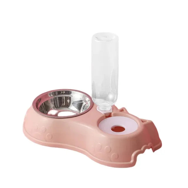 3-in-1 Stainless Steel Pet Feeder - Dog & Cat Food and Water Bowl