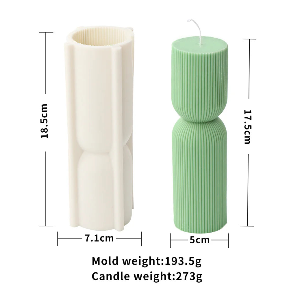 Stripe Pillar Candle Mold - Silicone Ribbed Conical DIY Mold