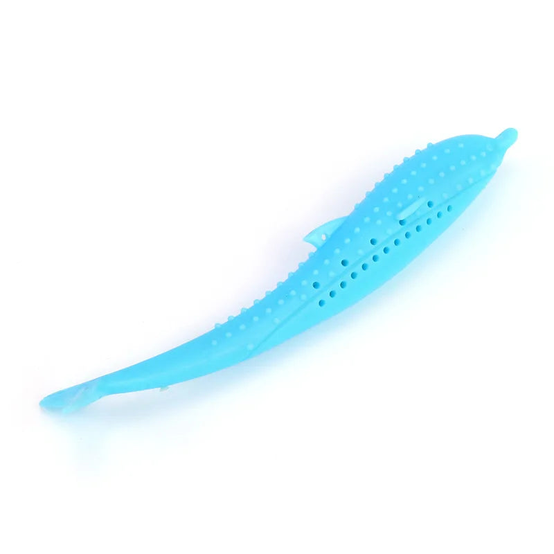 Fish-Shaped Cat Teeth Brushing Toy β Silicone Chew Toy with Catnip