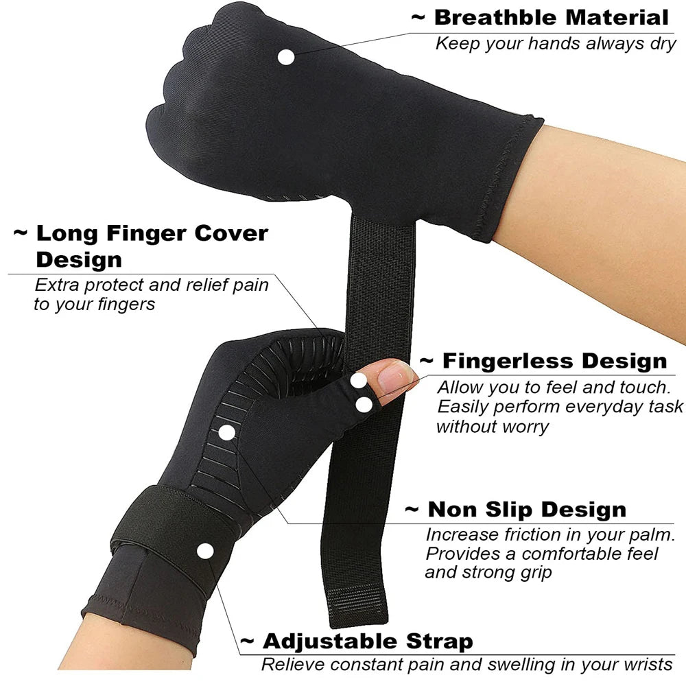 Compression Arthritis Gloves with Strap - Carpal Tunnel & Joint Pain Relief
