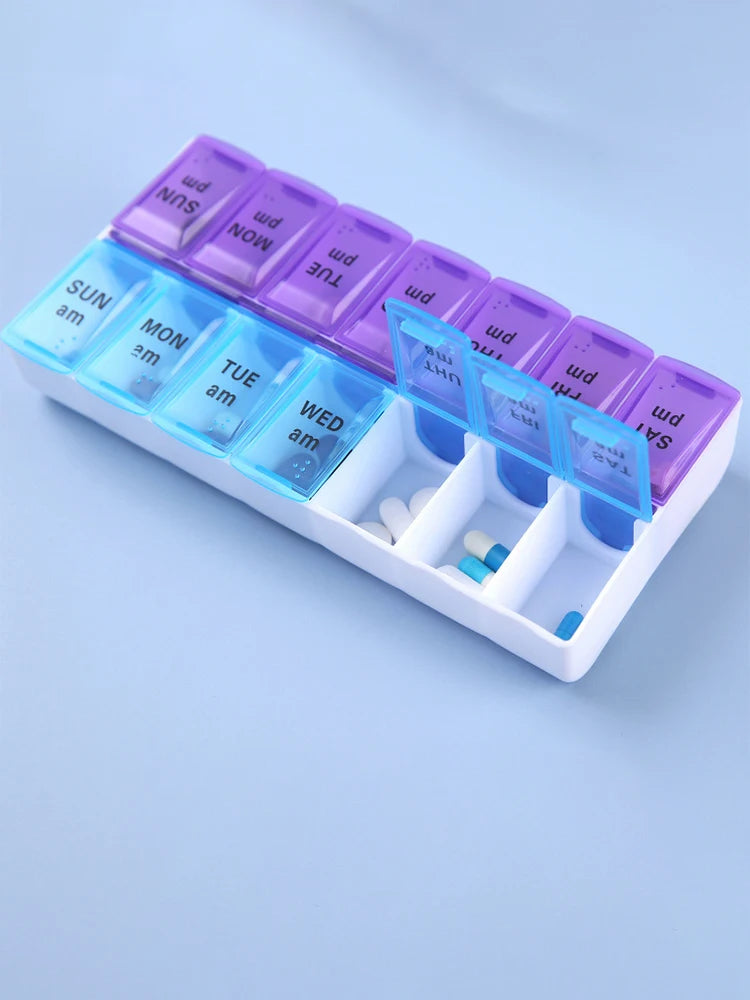 JUSTLANG 14 Grids 7-Day Pill Organizer - Travel-Friendly Storage